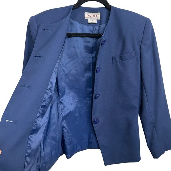 Vtg Raoul Angular Blue Blazer 6 80s Power Dressing Career Office Structured - Picture 1 of 12